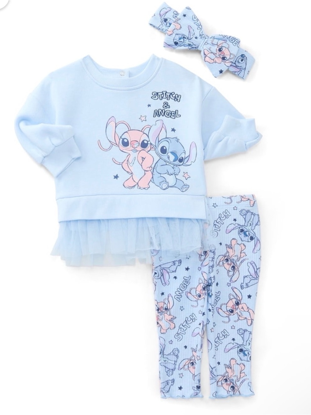 NWOT - Disney- Stitch & Angel 3 Piece Set - 0-3M